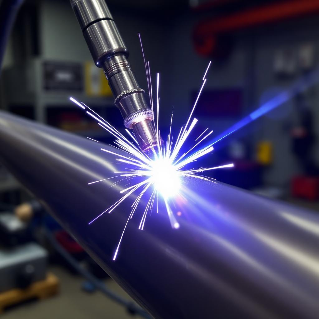 TIG weld bead on stainless steel pipe